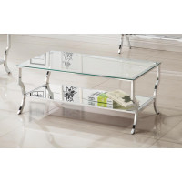 Coaster Furniture 720338 Rectangular Coffee Table with Mirrored Shelf Chrome